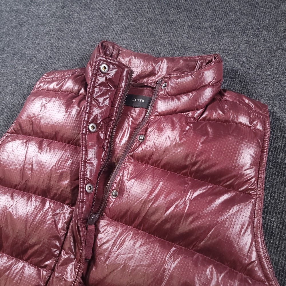 J.Crew Women XL Burgundy Down Puffer‎ Vest 70/30 Fill Quilted Zip Snap